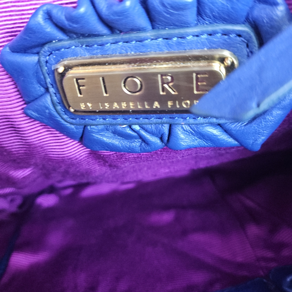 Fiore By Isabella Fiore Cobalt Blue Embroidered Leather Bag - Picture 4 of 12